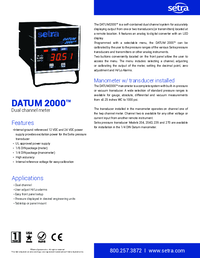 Thumbnail of document Data Sheet - Datum 2000™ Meter and Manometer